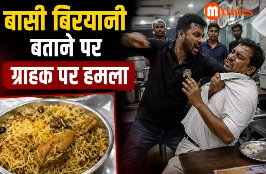 बासी बिरयानी बताने पर ग्राहक पर हमला